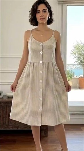 Linen Fabric Dress Cut and Sew No Pattern #tailor
