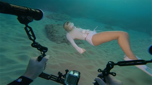 Watch what happens when a $2,000 light hits a diver in dark water