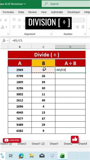 Microsoft Excel Tutorial for Beginners. #divide #divided #excel