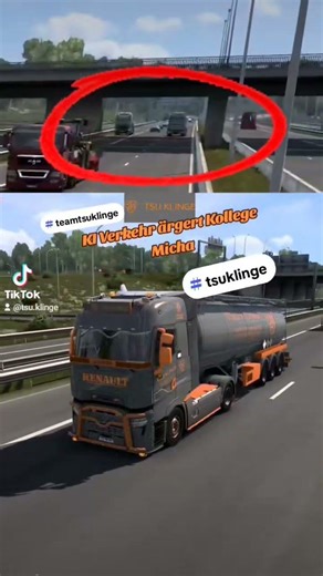 Kollege Micha hart beschäftigt, sich den KI Verkehr vom Leib zu halten. #tsuklinge #scs #ets2