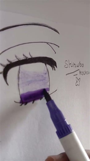 Drawing Kanae eyes from demon slayer with pencil colours || #shorts#art#drawing#animedrawin#shinobu