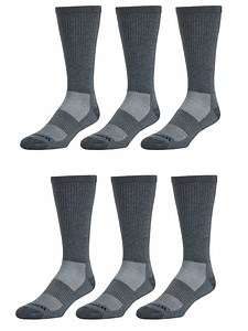 Wrangler Wool Blend Work Socks for Men, Size 6-12, Charcoal, 6 Pairs