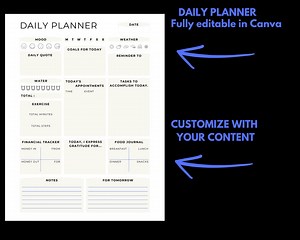 Personal Daily Planner, Planner, Plan Your Day, Schedule, Editable Planner, Customizable Planner - Etsy