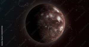 Titania moon, natural satellite of Uranus planet, in the outer space
