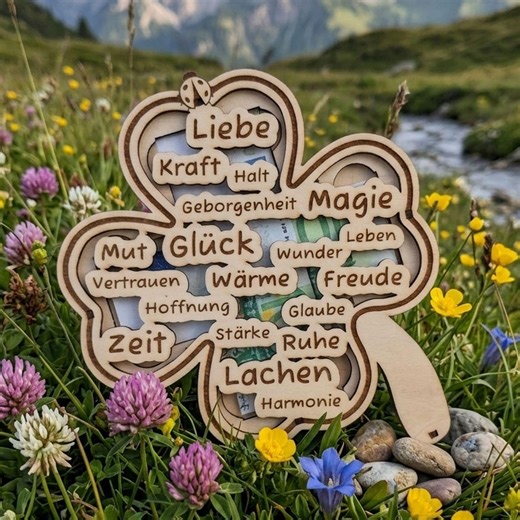 Wooden Cloverleaf Money Gift | Lucky Charm Gift Idea | Gift Certificate & Money Box | Gift for Weddings, Birthdays, Celebrations, Anniversaries - Etsy