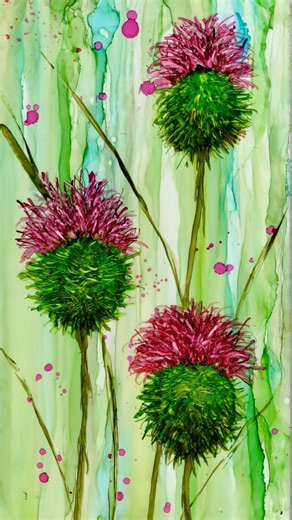 Tim Holtz Alcohol Ink Thistles by ‪@angiebryantart‬