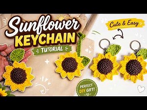 Easy Crochet Sunflower Keychain Tutorial Perfect for BEGINNERS | Crochet Flower Keychain Tutorial 🌻