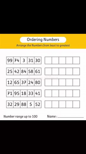 Ordering number worksheet for kids #onlineclass | Alpha kids :worksheets and activities
