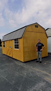 Check out this LOFTED BARN in T1-11 siding! ✨🏡 Featuring a classic gambrel-styled roof, this Lofted Barn offers the option of durable metal or traditional shingles—both at no extra cost. With T1-11 siding, this building is pressure treated, water sealed and resists rot and decay, making this #barn the ultimate investment for your property! Ready to make it yours? Build your very own #LoftedBarn to see our more features and colors in real time here! 👉 https://hubs.la/Q03R8FYL0 Plus, if you'd li