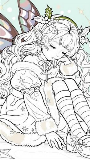 【塗り絵アプリ】眠る女の子 #女の子 # #塗り絵 #Paint by number