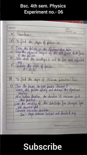 Bsc 4th sem physics (06) To determine the refractive index of material of prism using sodium light ✨