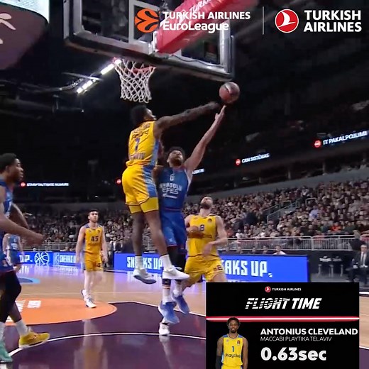Antonius Cleveland gets the BIG rejection 👋 🛑 #FlightTime I @turkishairlines | EuroLeague