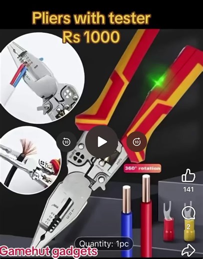 Pliers with tester Rs 1000 Gamehut gadgets Route nicolay Port Louis Tel 59382803 WhatsApp Tel 59159297 call #pliers #electrician #voltagetester #wiring #lancable