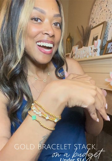 Super cute bracelet stack on a budget! Love that this bracelet stack is so pretty and comfortable! Can’t beat the price! #bracelet #braceletstack#jewelrytiktok #easter#tiktokshopspringglowup