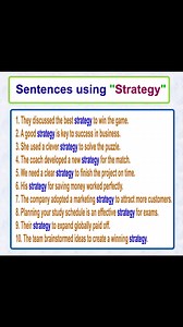 2.3K views · 60 reactions | Learn English sentences using the word "Strategy" Learn English Vocabulary Meaning of "Strategy" #englishsentences #dailyenglish #English #learnenglish #englishvocabulary #advancedenglish #strategy | English Learning | Facebook