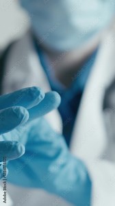 A healthcare worker carefully puts on blue gloves before a procedure, highlighting the vital importance of safety and hygiene in clinical settings, where patient protection is essential Stock Video