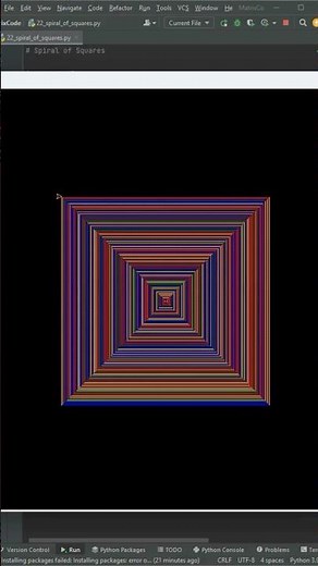 Python Turtle Fun #22 | Hypnotic Spiral of Squares in Python Turtle! 🎨🐢 #matrixcode #shorts