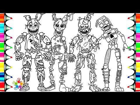 Five Nights at Freddy's New Coloring Pages / Coloring Burntrap Springtrap Scraptrap & Mimic / NCS