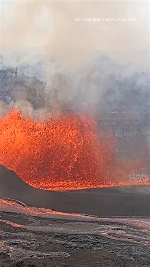 13K views · 291 reactions | Ash and lava were seen shooting into the air as a vortex formed at the Kilauea volcano on Tuesday. It was the 32nd episode of the ongoing eruption since late December. “We know you’ve heard of a volcano…but how about a volnado?” the U.S. Geological Survey posted on social media alongside a video of the event. | CBS News | Facebook