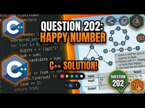 LeetCode 202: Happy Number | Easy HashSet Solution in C++