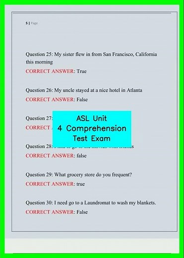ASL Unit 4 Comprehension Test Exam video