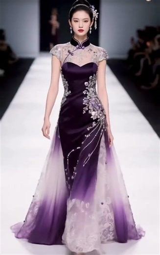 Whose National Style Skirt Is This? 💜 Purple Haute Couture on the Runway