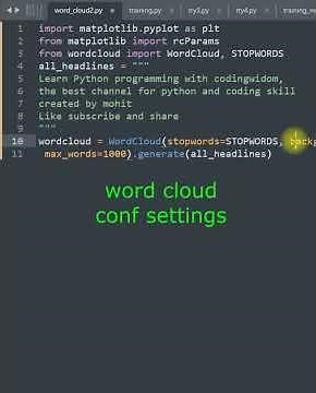 python: word cloud creation by python #python #pythonprogramming #coding #interview #wordcloud