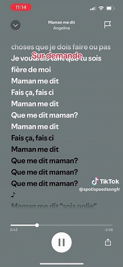 Parole de la chanson : Maman me dit - Angelina