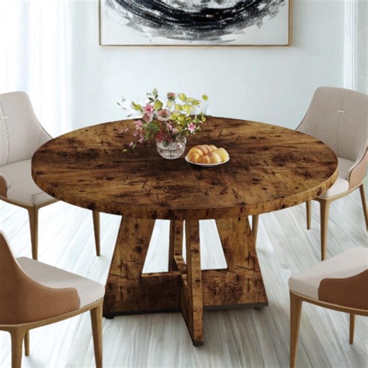 Mid Century Modern Round Dining Table, 47'' Pedestal Base - Etsy