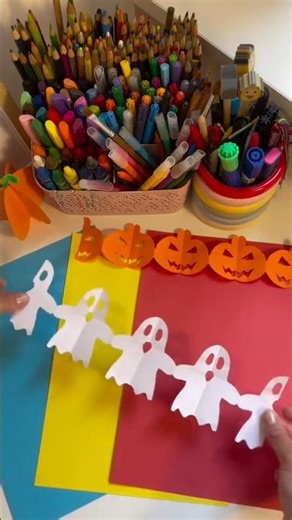 Easy Halloween Ghost Garland🎃👻👀 #easycraft #shorts