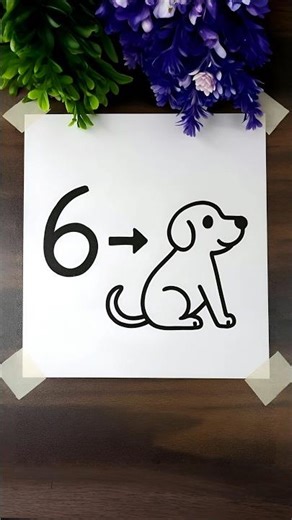 OMG 😱 Turn 6 into a DOG 🐶 | Simple Dog Drawing | Number Drawing Trick #shorts #dog #dogs
