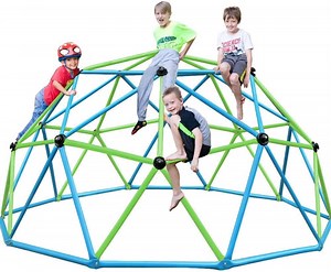 Zupapa 10FT Climbing Dome, Experience Ultimate Fun with The Upgraded Decagonal Geo Dome Climber, Supports 1000LBS Outdoor Playset and Easy Assembly Play Equipment for Kids (Blue&Green, 10FT)