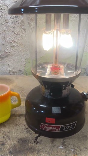 Coleman 275 fire up🔥 #colemanlantern #coleman #coffee #firekingware #lanternlight