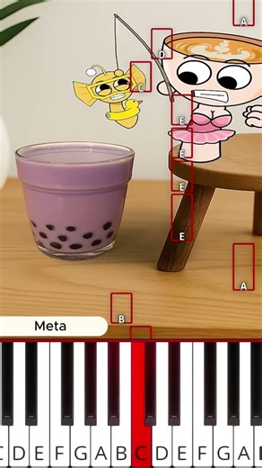 🎹 Ballerina x Pinki Mermaid – Caught a Mermaid in Bubble Tea! Octave Piano Tutorial