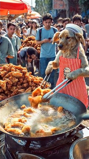 A dog is making KFC fried chicken 🐔 [ DAY-1 ] #ai #aishorts #shorts