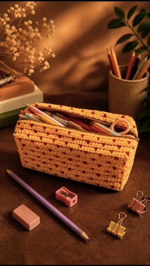 How to Crochet a Cute Pencil Case with Zipper | #shorts #viral #diy #crochet