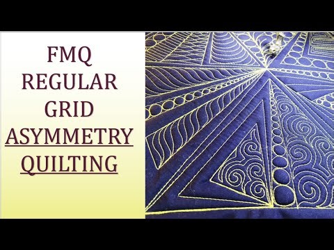 Free motion quilting tutorial – regular grid and asymmetry quilting: 60 deg triangle grid