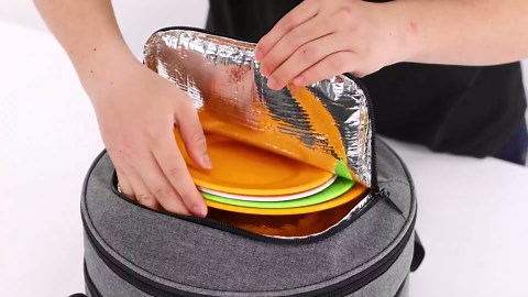 Trunab Insulated Round Casserole Carrier for Hot or Cold Food - Double Decker Pie Carrier for Picnics, Camping & Parties