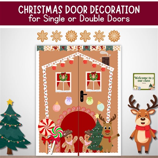 Gingerbread House Door Decor for Single or Double Doors | December Classroom Decorations for Teachers | Holiday Winter Christmas Candy Theme - Etsy