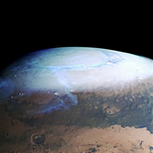 An incredibly detailed image of Mars captured by ESA’s Mars Express spacecraft, from the north polar ice cap, to the cloud covered Hellas Planitia in the south, the largest impact crater on Mars.📸: ESA​/​DLR​/​FU Berlin