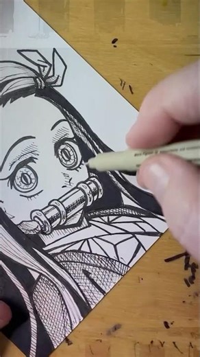 How to Draw Anime Nezuko Kamado Demon Slayer 6 #anime #art #drawing #ink #draw #drawingtutorial