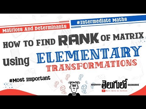 how to find the rank of matrix using elementary transformations|rank by elementary transformations