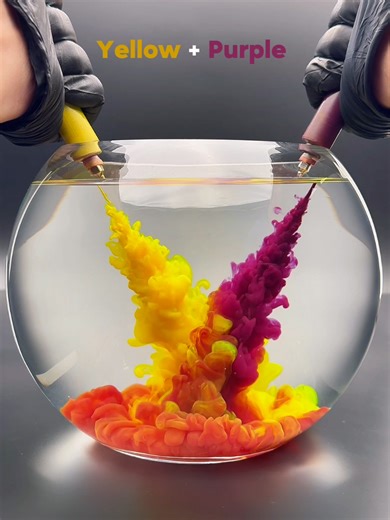 yellow and purple to create new colors 🎨 #paintmixing #colormixing #satisfyingvideo #fyp