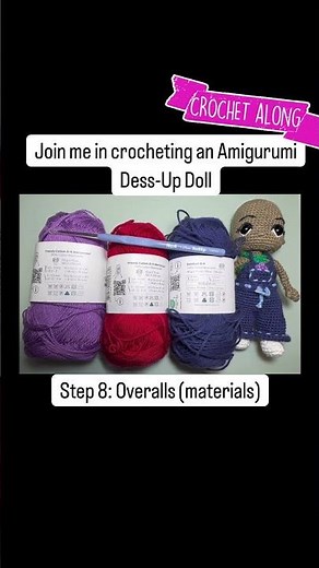 Dress-Up Doll Crochet Along: Step 8 The Overalls (Materials)