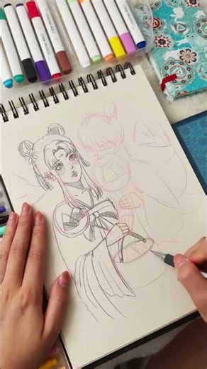 Drawing Two Girls in Anime Style | Easy Sketch to Color Art