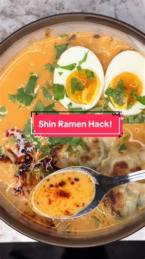 Late to the party but this shin ramen hack was pretty damn good for instant noodles! Ingredients: Egg yolk Shin ramen packets - flakes & powder Kewpie mayo Gochujang 2 cups hot water 1. Mix all ingredients together 2. Add in cooked noodles 3. Add chili crunch oil 4. Sprinkle with some cilantro Optional: add soft boiled egg and gyoza 😋 #foodie #foodiegram #shinramen #shinramenrecipe #shinramenhack #shinramyeon #ramyun #ramyeon #shininstantnoodles #shinnoodles #ramenhacks #ramenhackmayo #latenigh