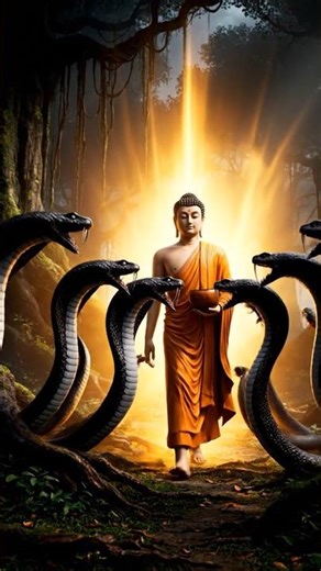 Buddha Transforms Attacking Snakes into Flowers #Buddha #Buddhism #Miracle #Transformation