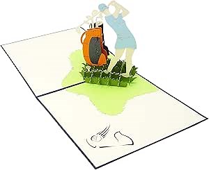Golf - 3D Pop Up Greeting Card for All Occasions - Love, Birthday, Retirement, Congratulations, Thank You, Get Well, Fathers, Mothers Day- Fold Flat, Envelope Included (Female Golf Player)