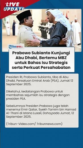 Presiden Prabowo Bertemu MBZ di Abu Dhabi Bahas Isu Strategis dan Pererat Hubungan Indonesia-PEA