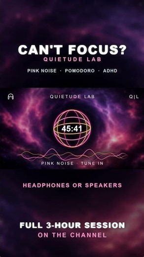Pink Noise for Focus 🎧 50/10 Pomodoro · Study With Me · ADHD #shorts